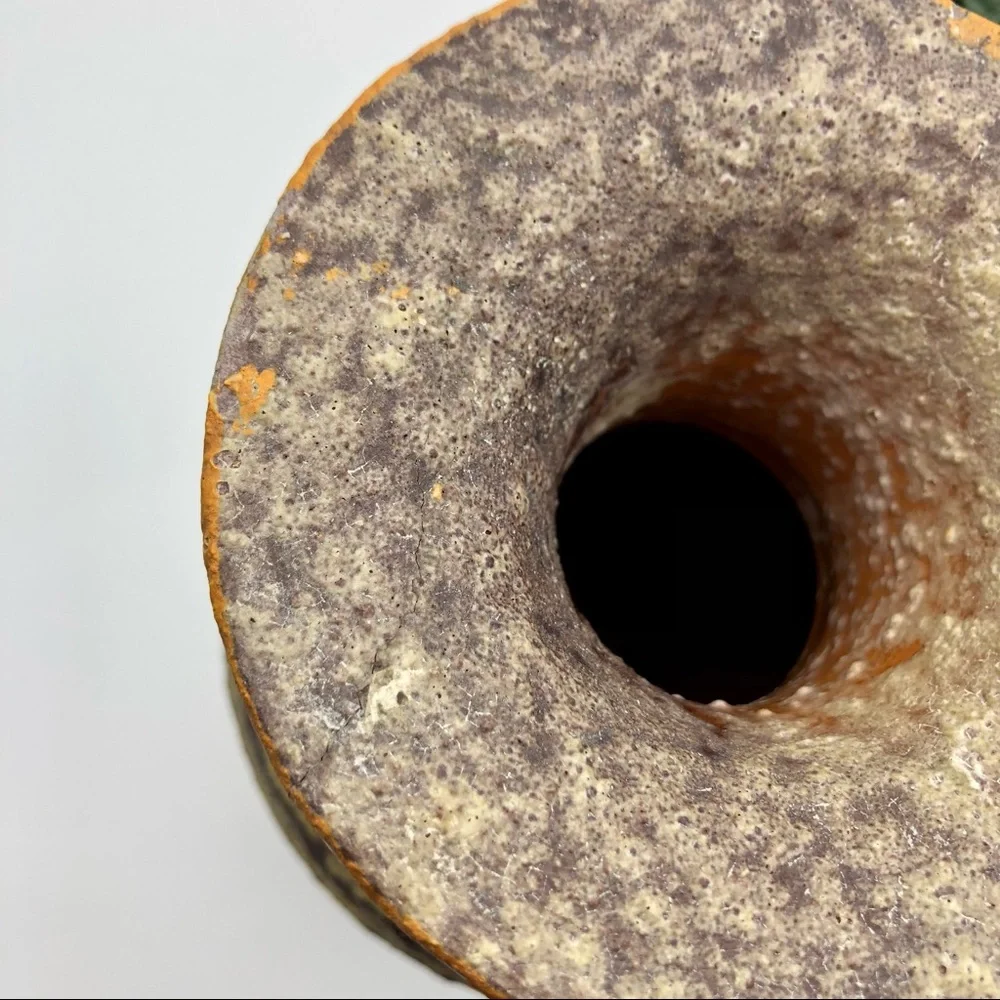 Vintage Italian Lava Glaze Geometric Print Ceramic Clay Pottery Vase MCM Italy - Picture 9 of 12